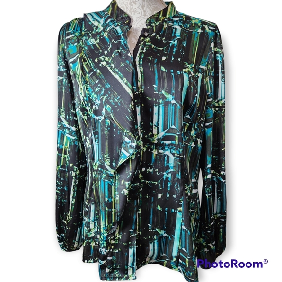 Worthington Green Long Sleeve Blouse size large - Picture 4 of 11